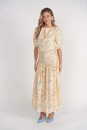 Belle Top- Yellow Garden