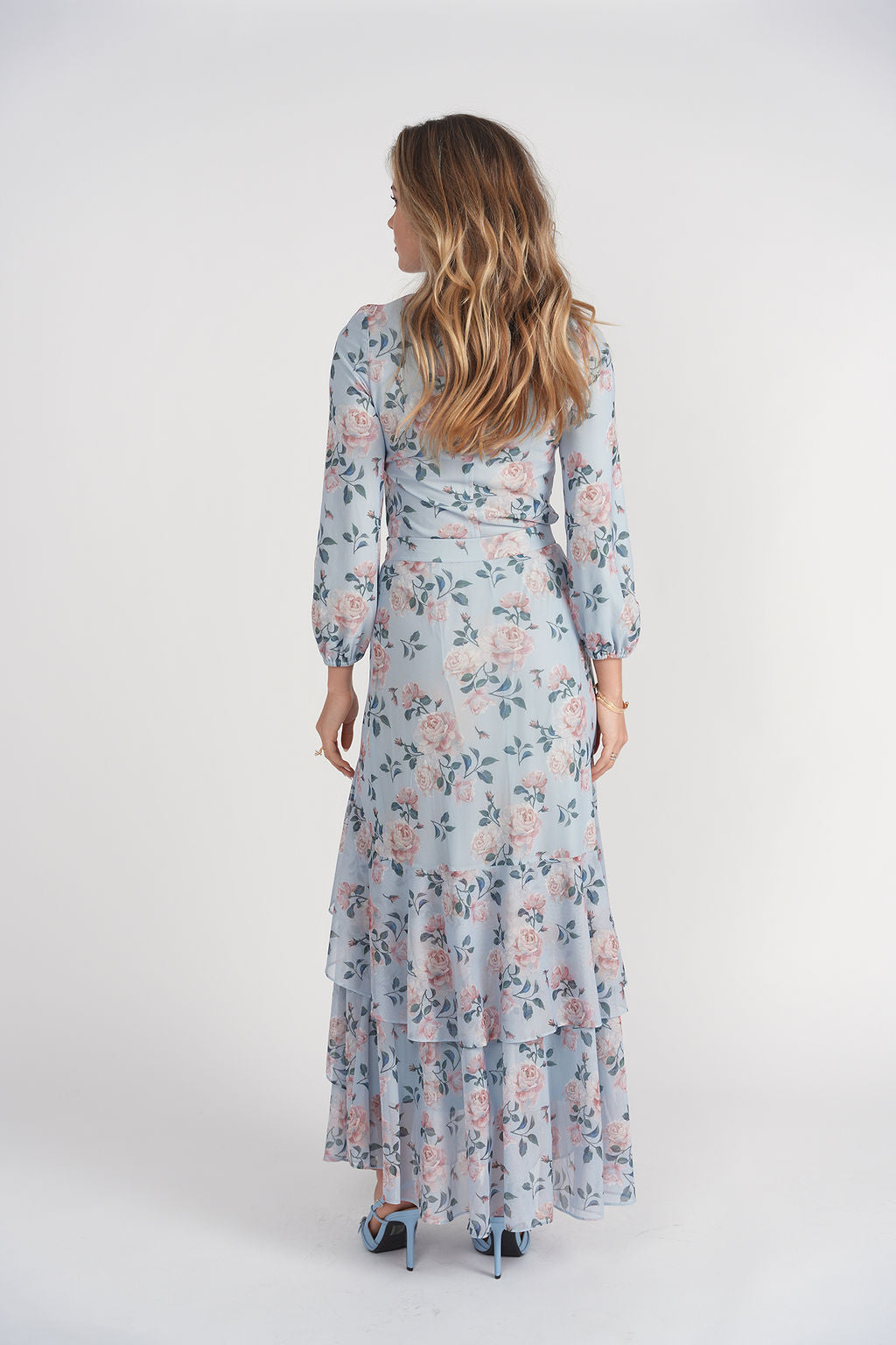 Debbie Top- Blue and Pink Floral
