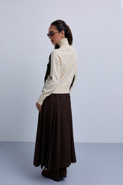 Two Tone High Neck Jumper with Side Chest Heart Design