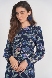Michalie Midi- Navy Floral