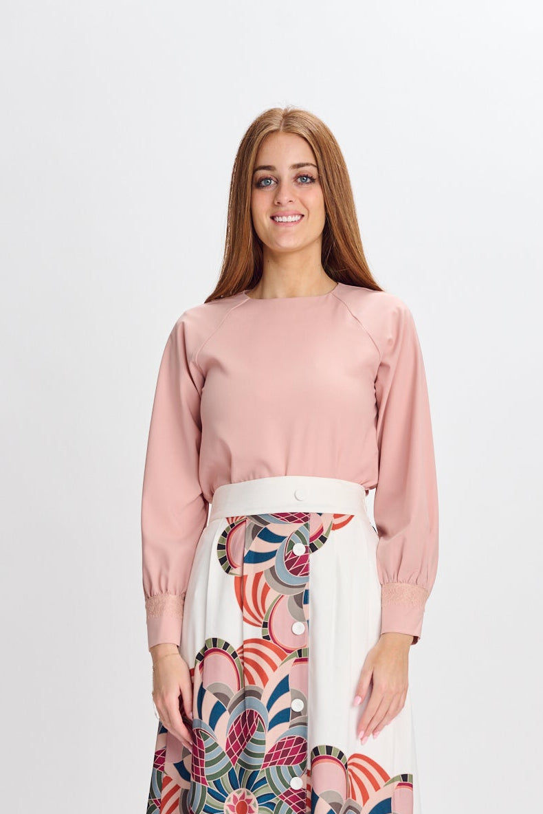 TERRICOTTA LACE CUFF TOP 994549