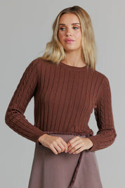 Cropped ribbed sweater brown