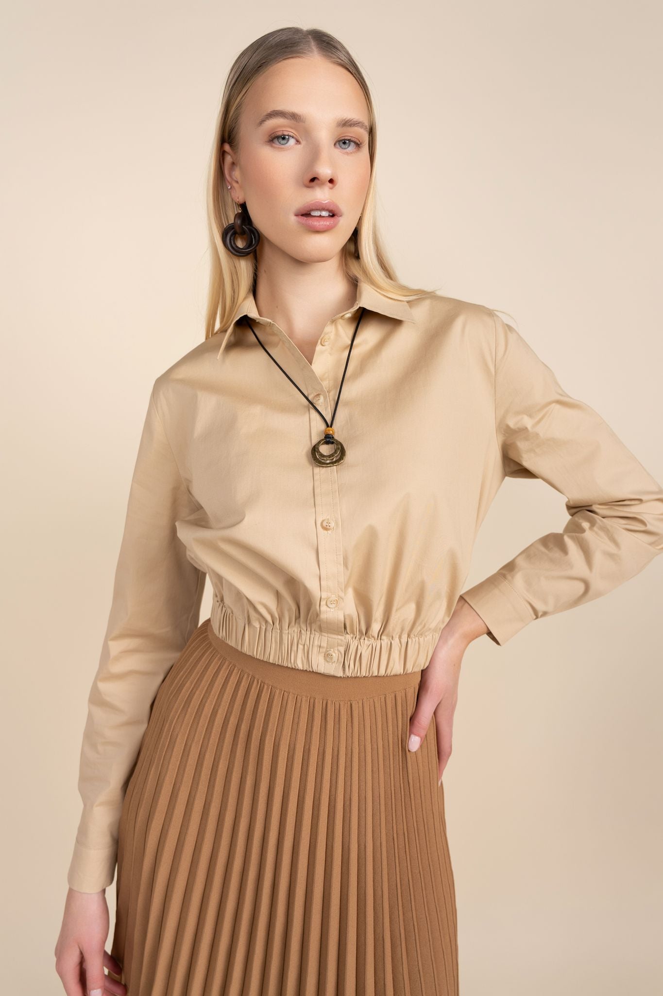 Logan Blouse in Tan