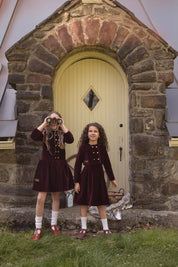 Burgundy Velvet Classic Logo Dress