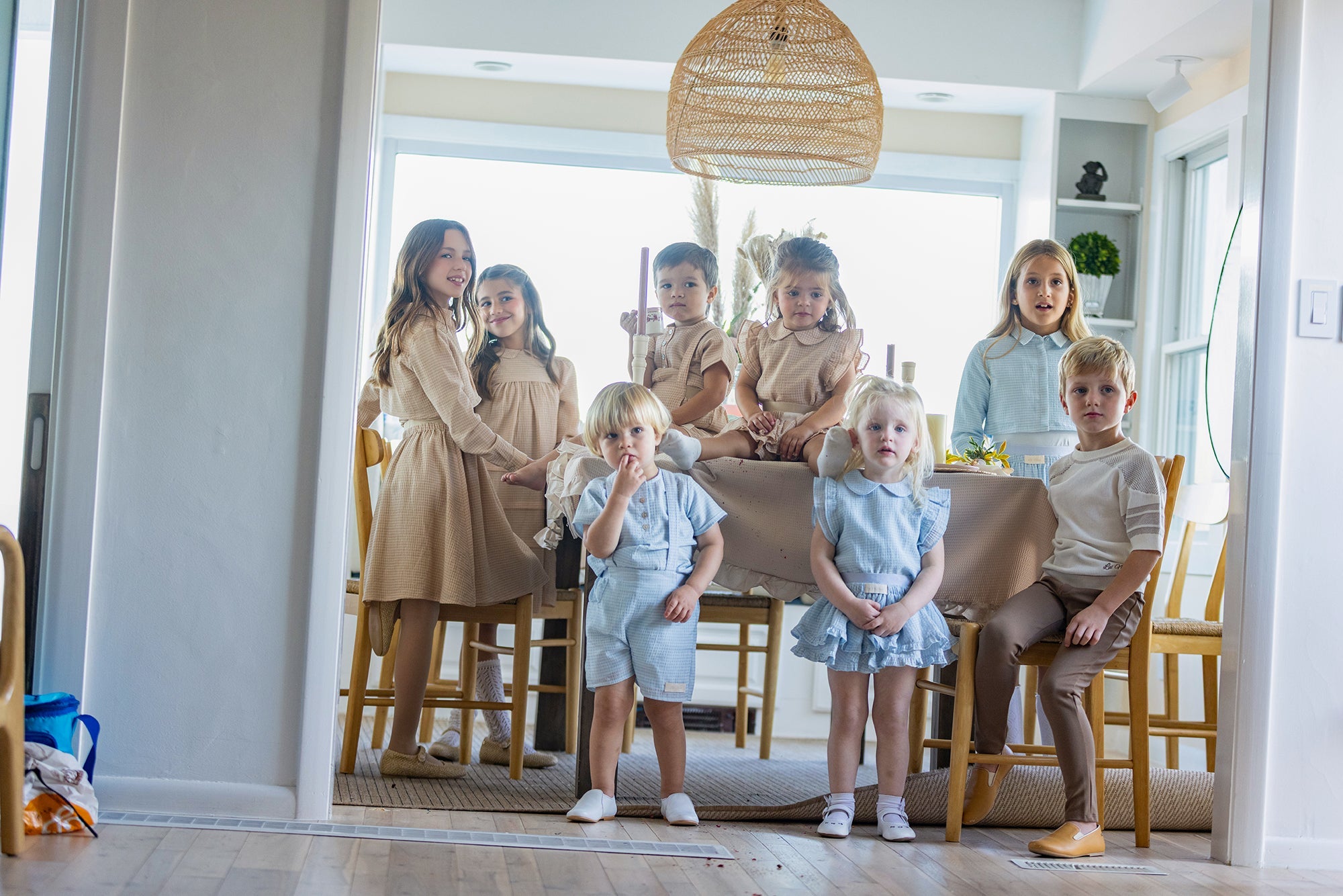 Blue Cropped Shirt Label Two-Piece