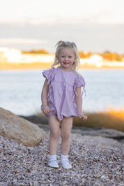 Lavender Tie Sleeve Romper
