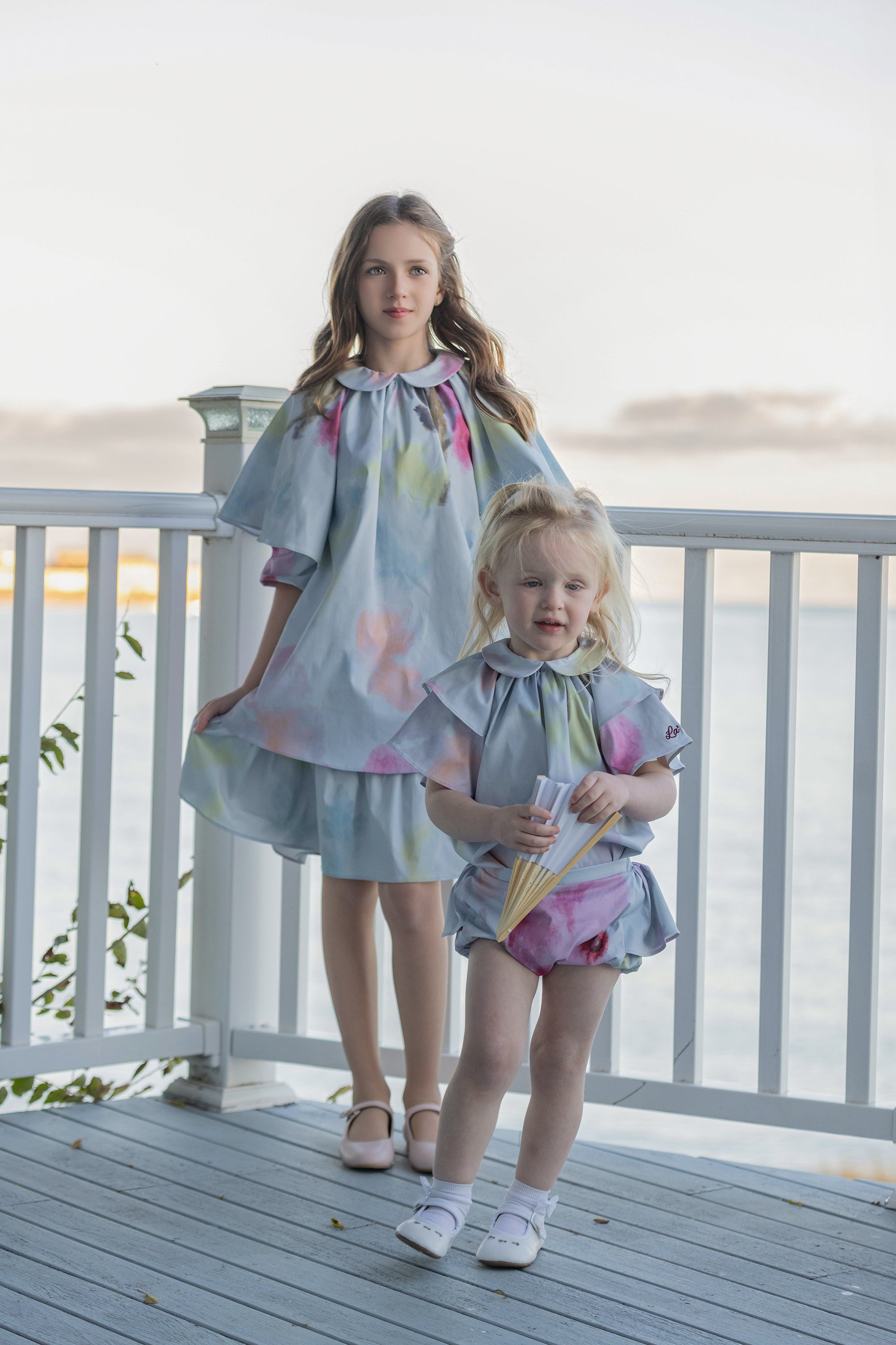 Watercolor Flutter Sleeve Dress