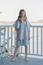 Watercolor Flutter Sleeve Dress