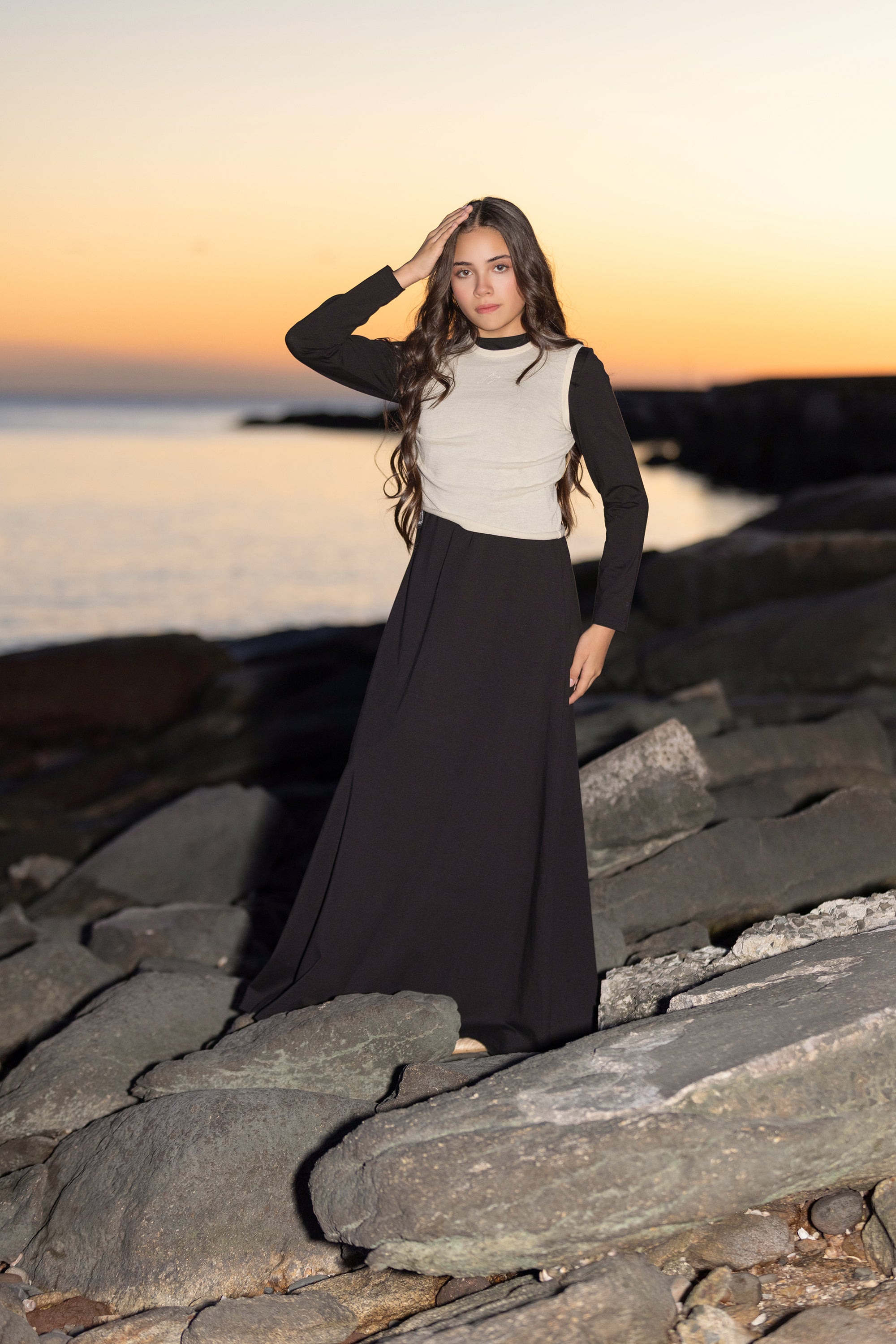 Teen Cream Side Ruched Vest Maxi