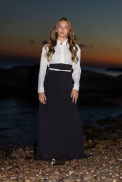 Teen Cream Cropped Shirt Tie Maxi