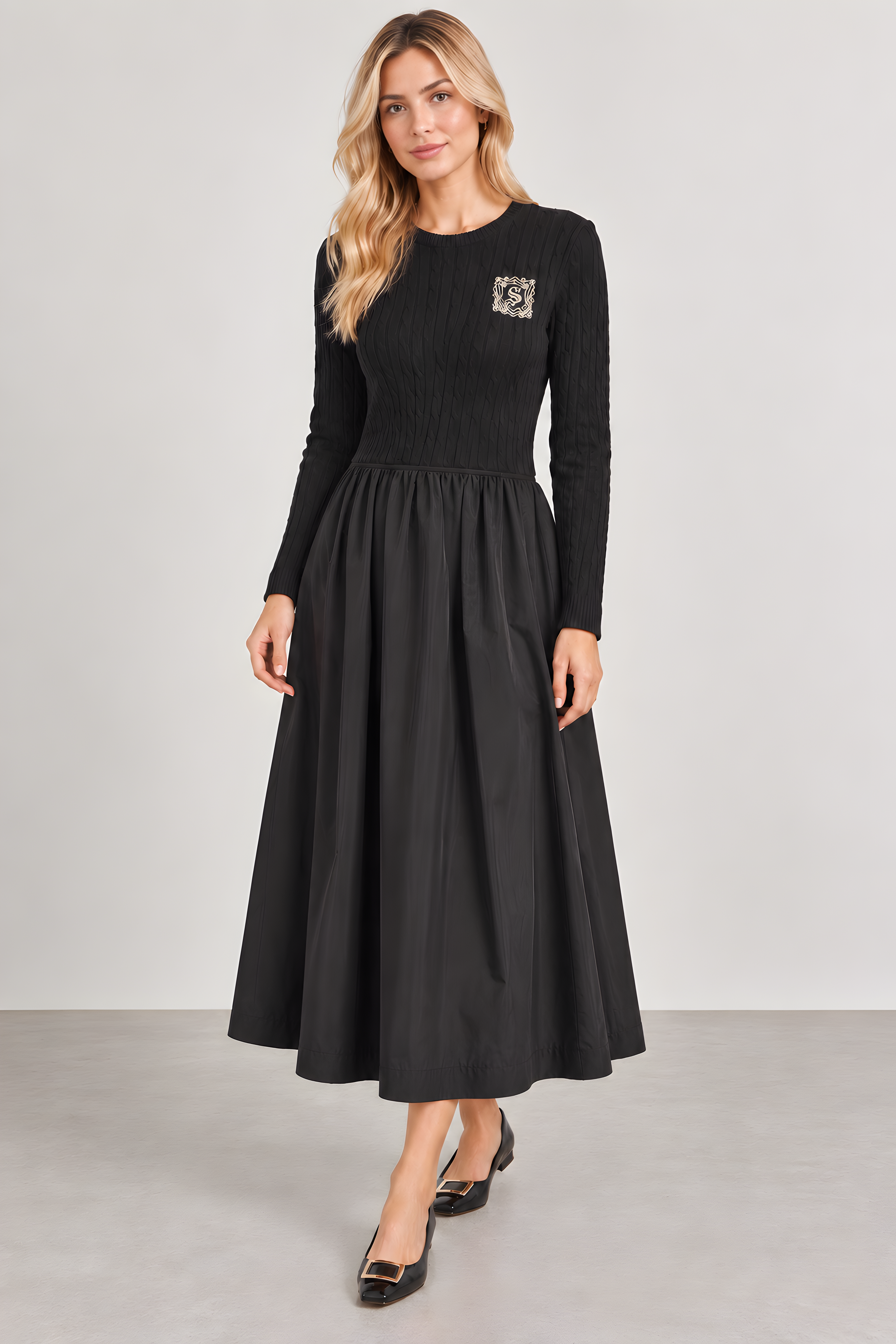 CREST LOGO MIXED MEDIA DRESS (D1)