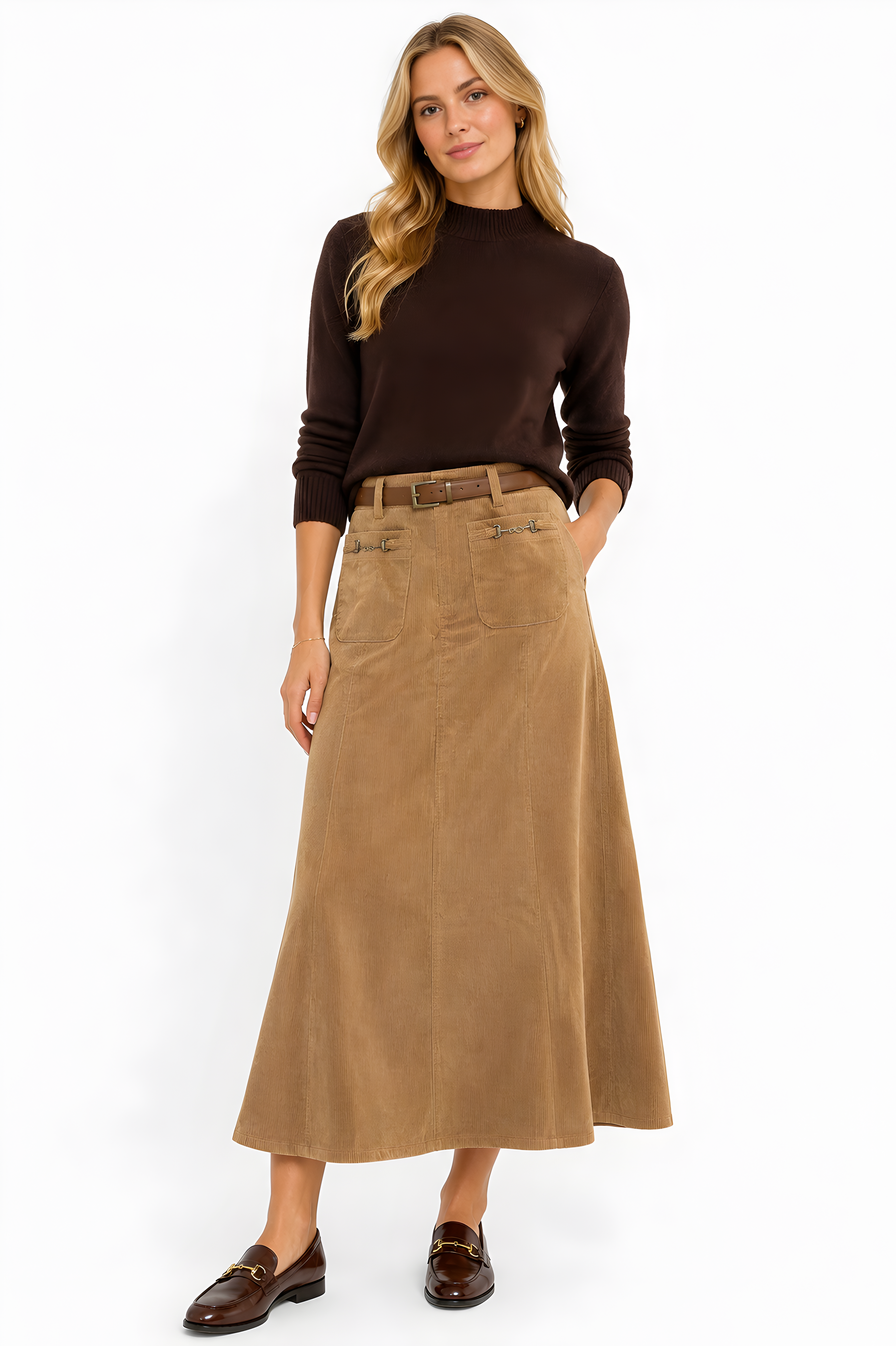 CORDUROY SKIRT WITH BUCKLE DETAIL