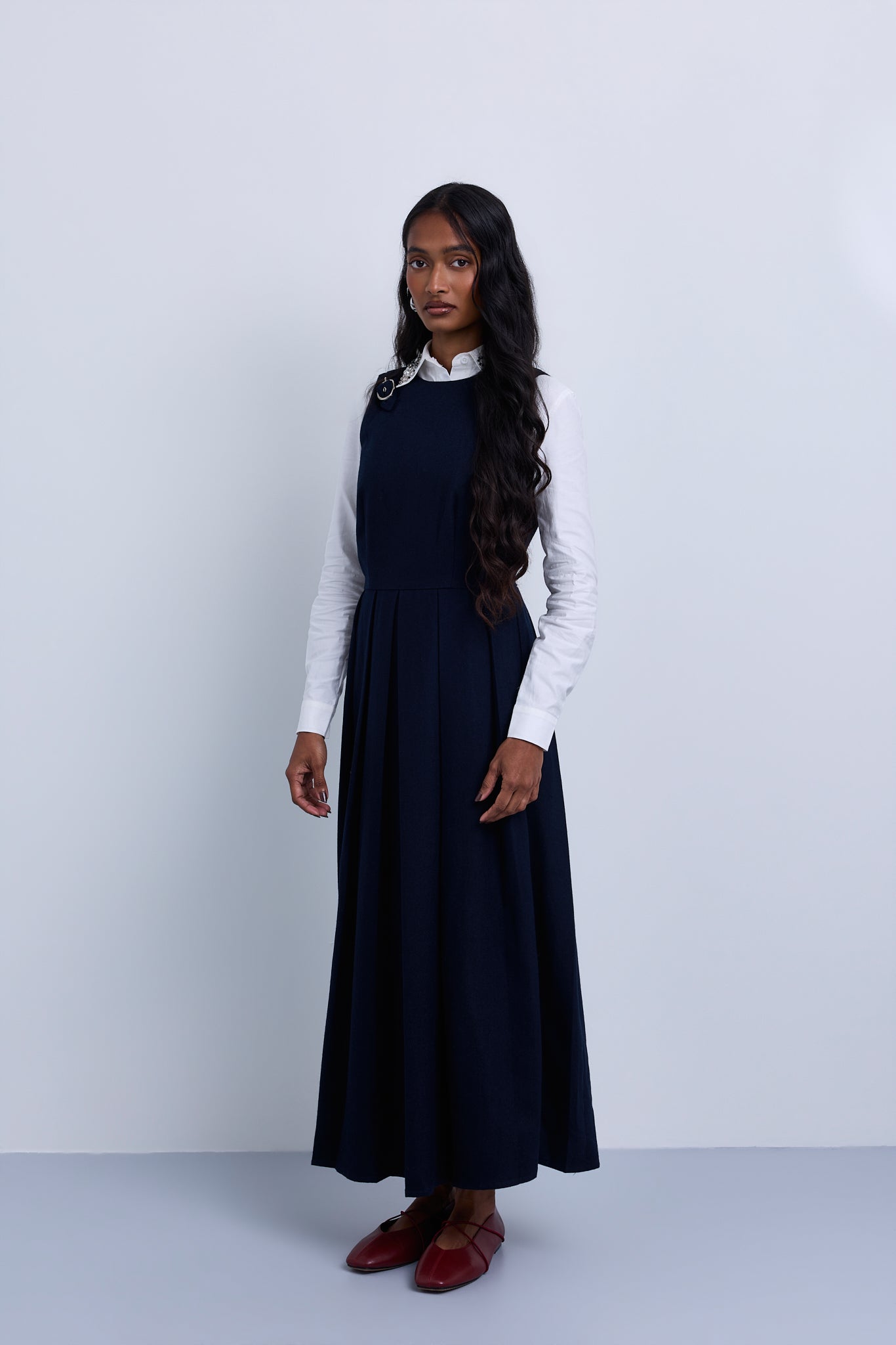 Sleeveless A-Line Midi Dress