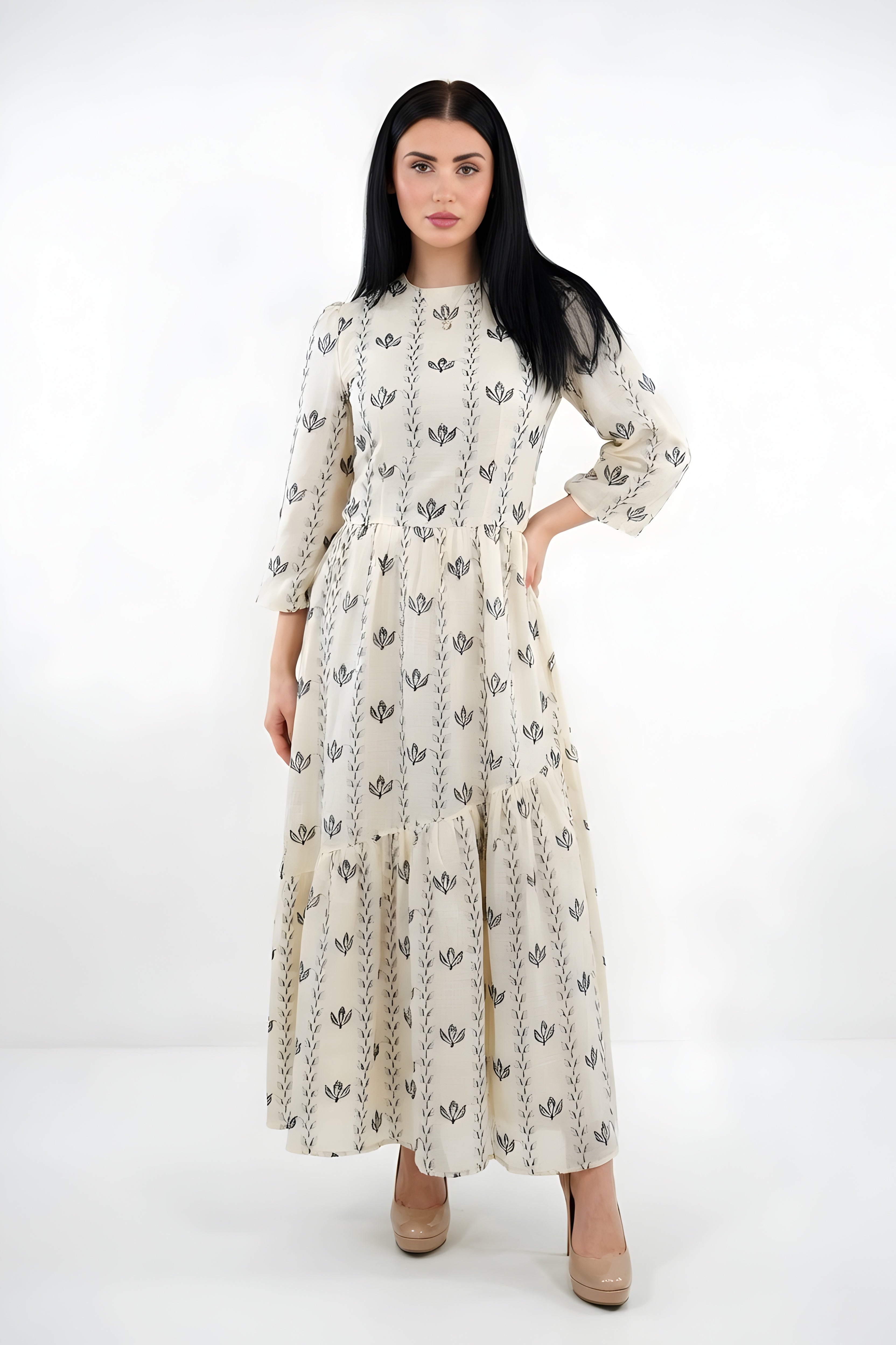 WHITE FLORAL DRESS AVAILABLE IN 2 COLORS (25S28)