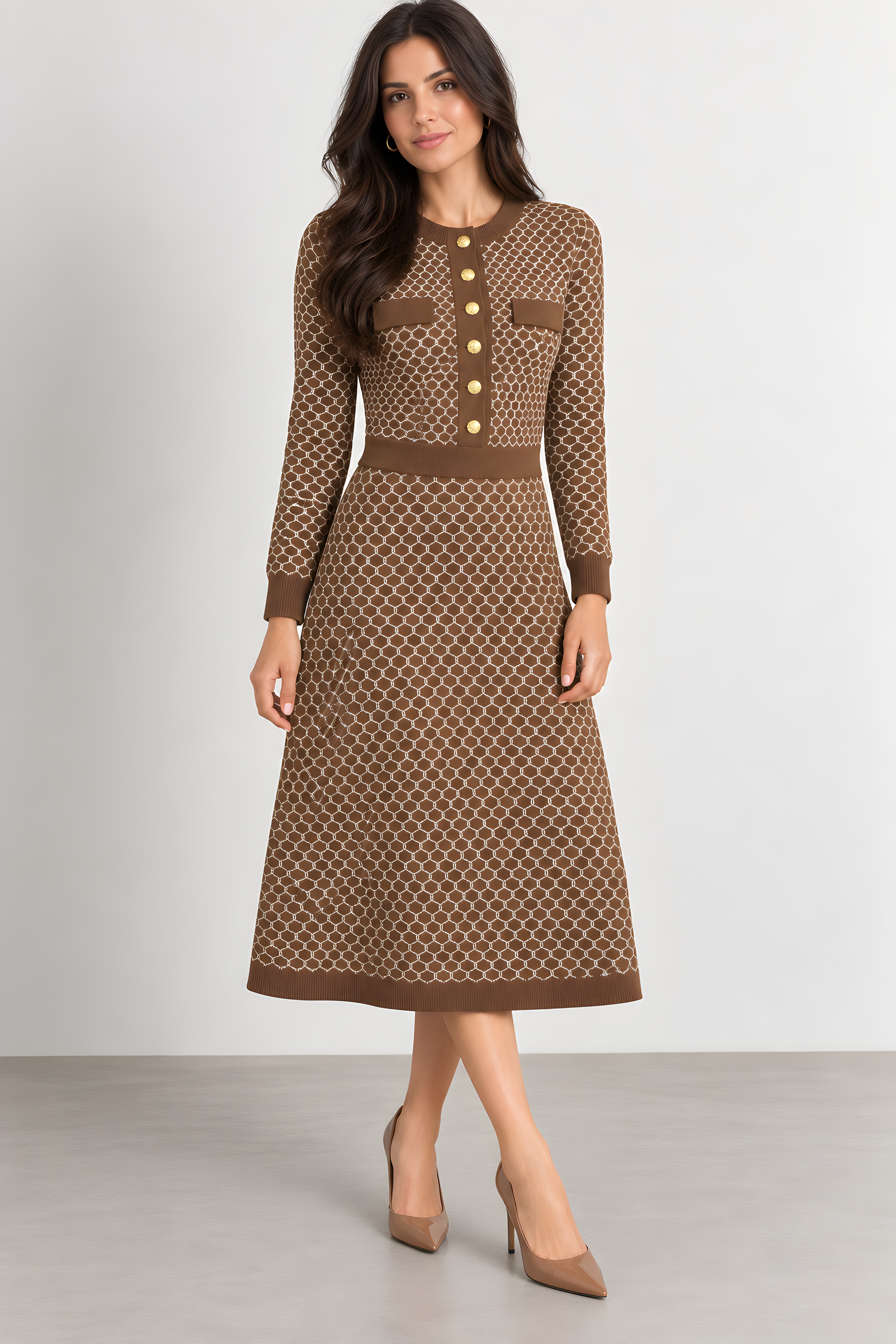 KNIT HONEYCOMB DRESS (D4)