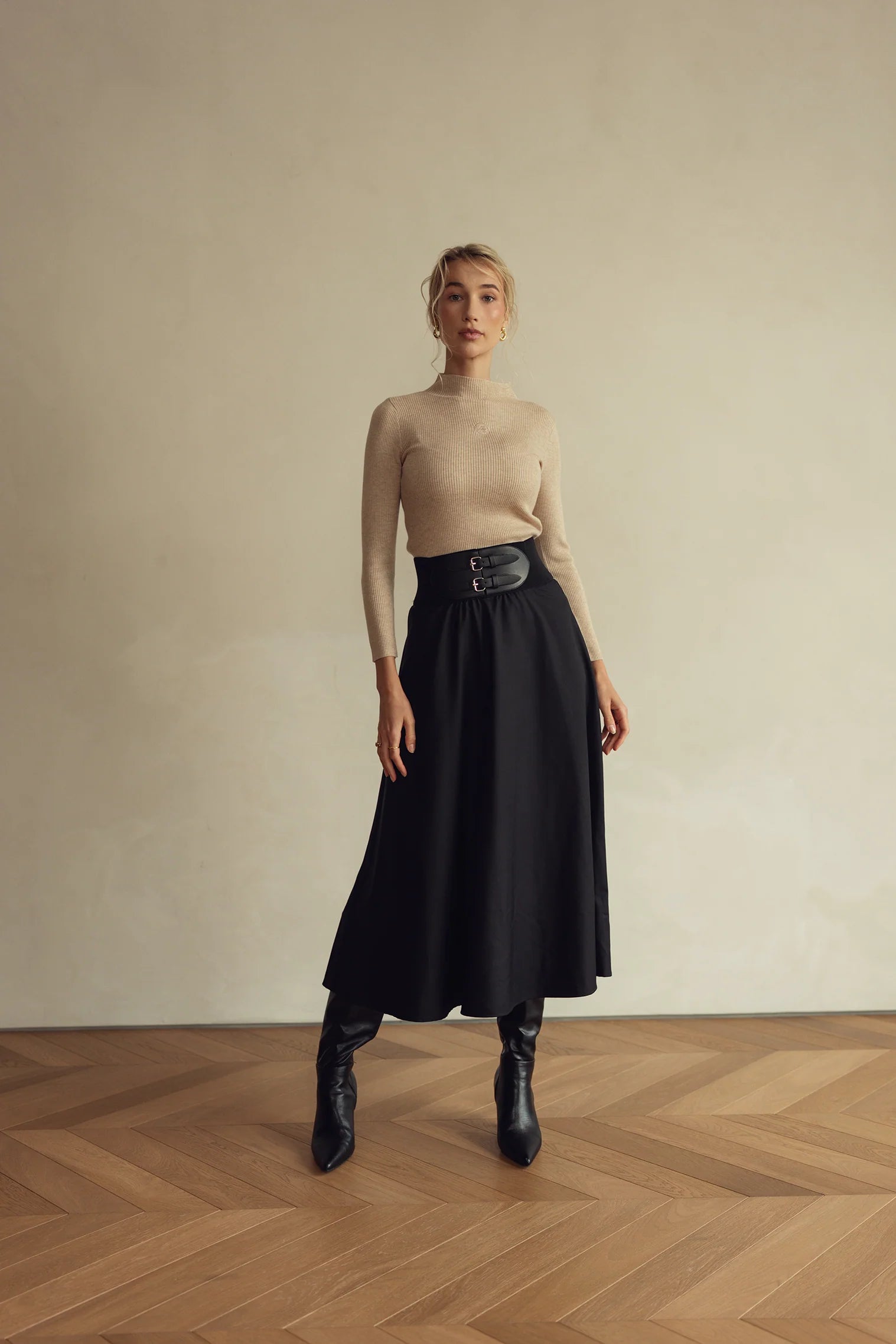 Bliss Corset Skirt Black Midi
