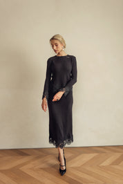 Bliss Knit Embroidered Skirt Black