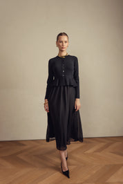 Bliss Peplum Chiffon Dress Black