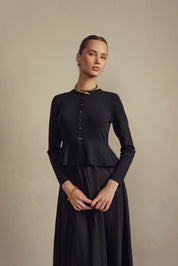 Bliss Peplum Chiffon Dress Black