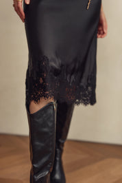 Bliss Classic Satin Lace Hem Skirt