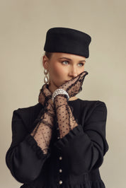 Bliss Pointelle Ruffle Cardi Black