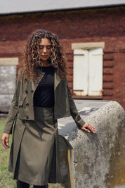 Olive Noir Button Skirt