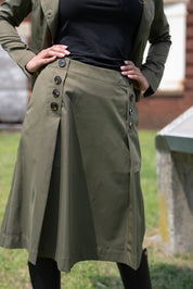 Olive Noir Button Skirt