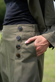 Olive Noir Button Skirt