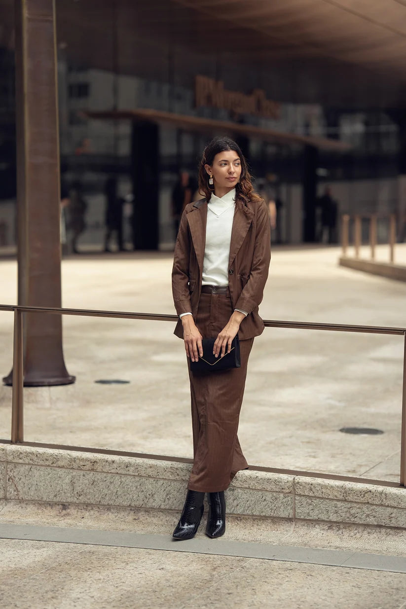 Pinstripe Leather Skirt