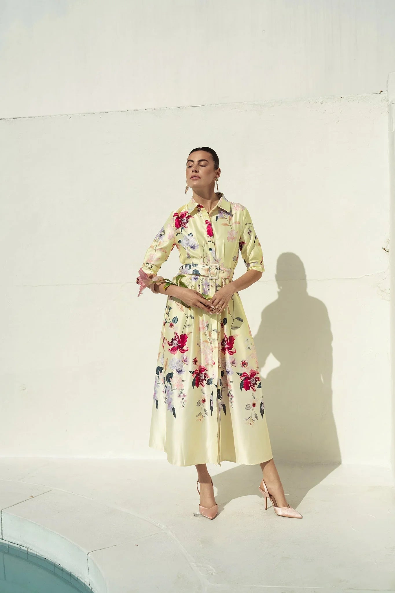 Bliss Pintuck Midi Dress Floral