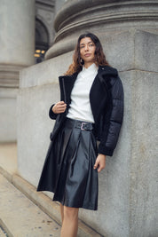 Leather Buckle Pleat Skirt