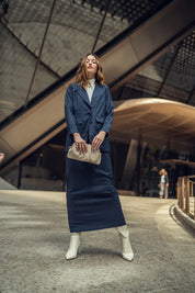 Pinstripe Leather Skirt