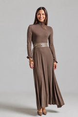Shoulder Pad Dress - Camel