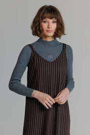 Pinstripe Slip Jumper Brown