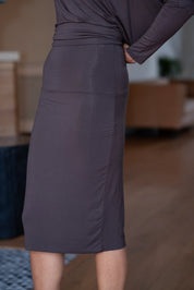 Modal Pencil Slim Skirt (Brown)