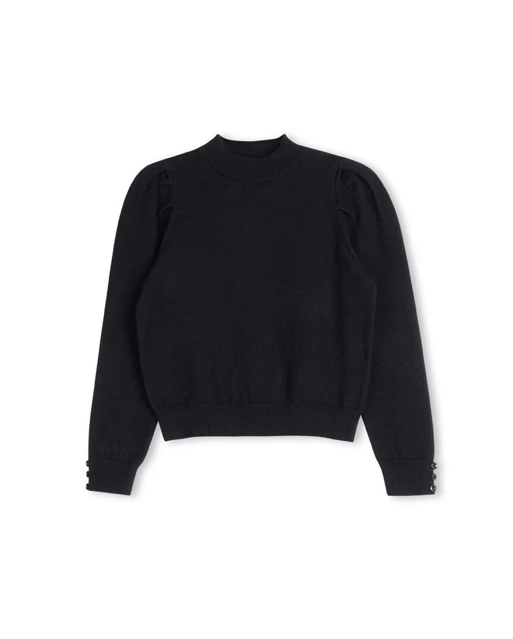 AD-Girls Puff Sleeve Button Cuff Sweater