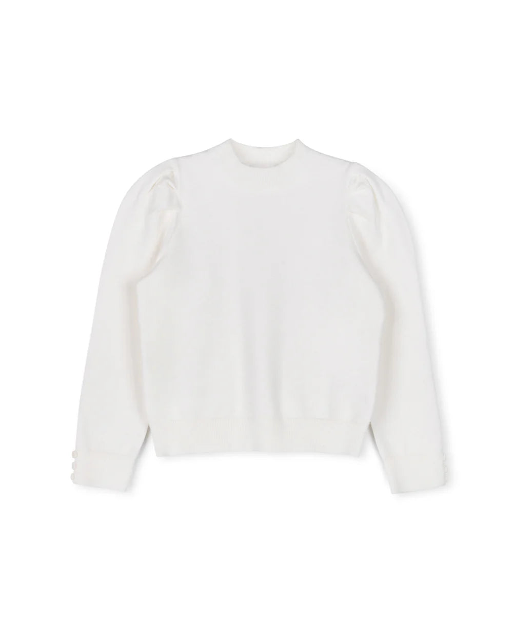 AD-Girls Puff Sleeve Button Cuff Sweater