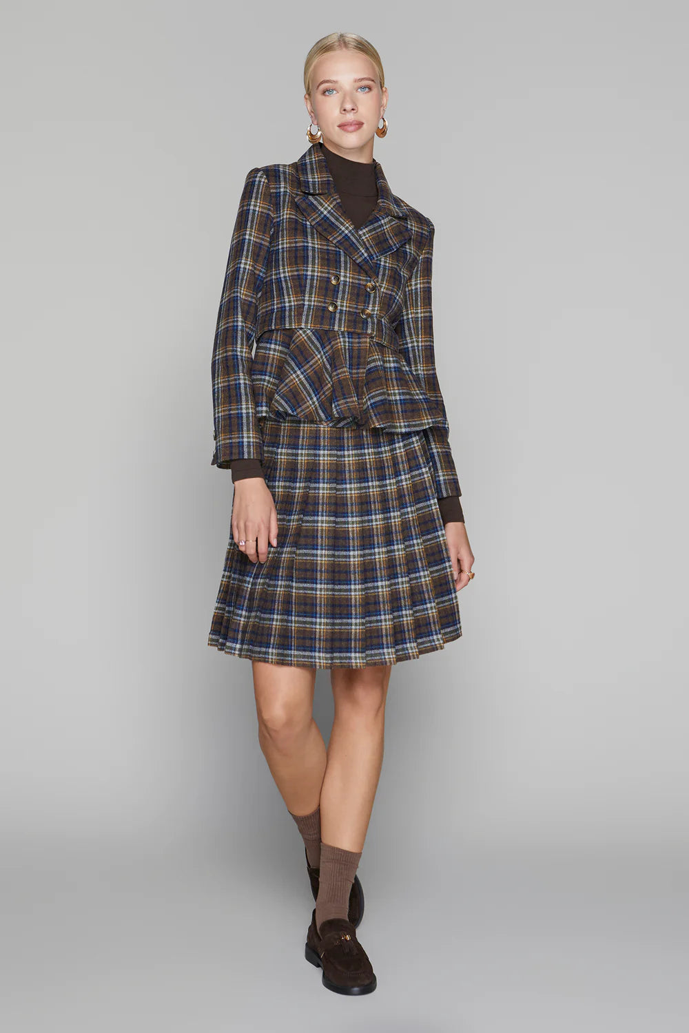 Briar Blazer in Cocoa / Navy Plaid