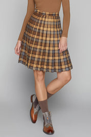 Briar Pleated Skirt in Cocoa / Cinnamon Plaid