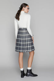 Briar Pleated Skirt in Black / Graphite Plaid