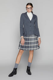 Briar Pleated Skirt in Black / Graphite Plaid