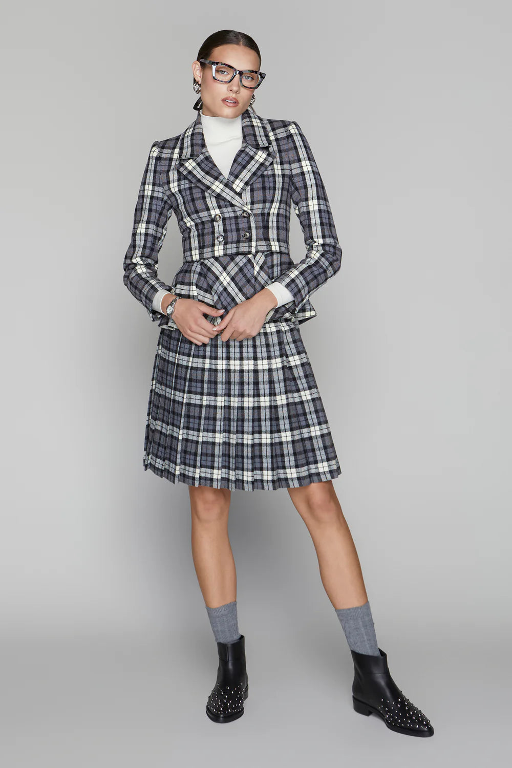 Briar Blazer in Black / Graphite Plaid