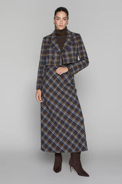 Briar Maxi Skirt in Cocoa / Navy Plaid