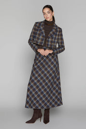 Briar Maxi Skirt in Cocoa / Navy Plaid
