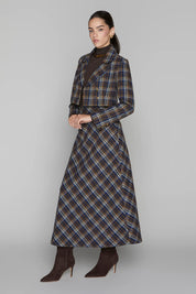 Briar Maxi Skirt in Cocoa / Navy Plaid