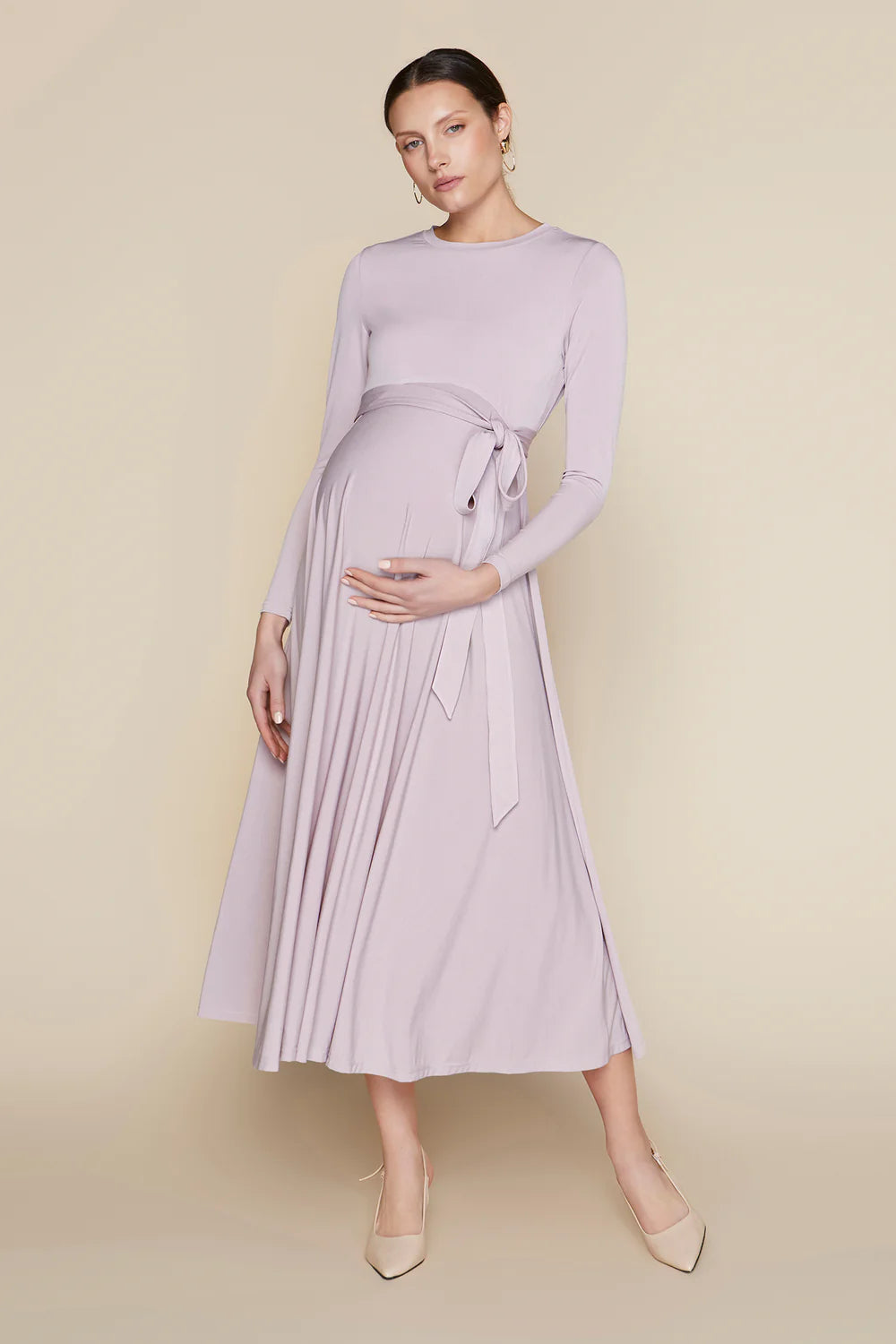 long sleeve maternity dress pink Dusty twist detail maxi Made for every special occasion BCBGMAXAZRIA Lace Maternity Dress -