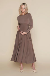 Samoa Maternity Dress in Mushroom Taupe
