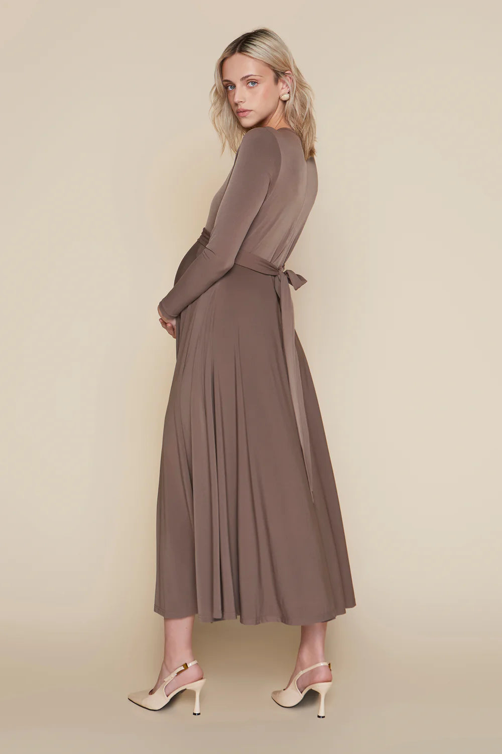 Samoa Maternity Dress in Mushroom Taupe