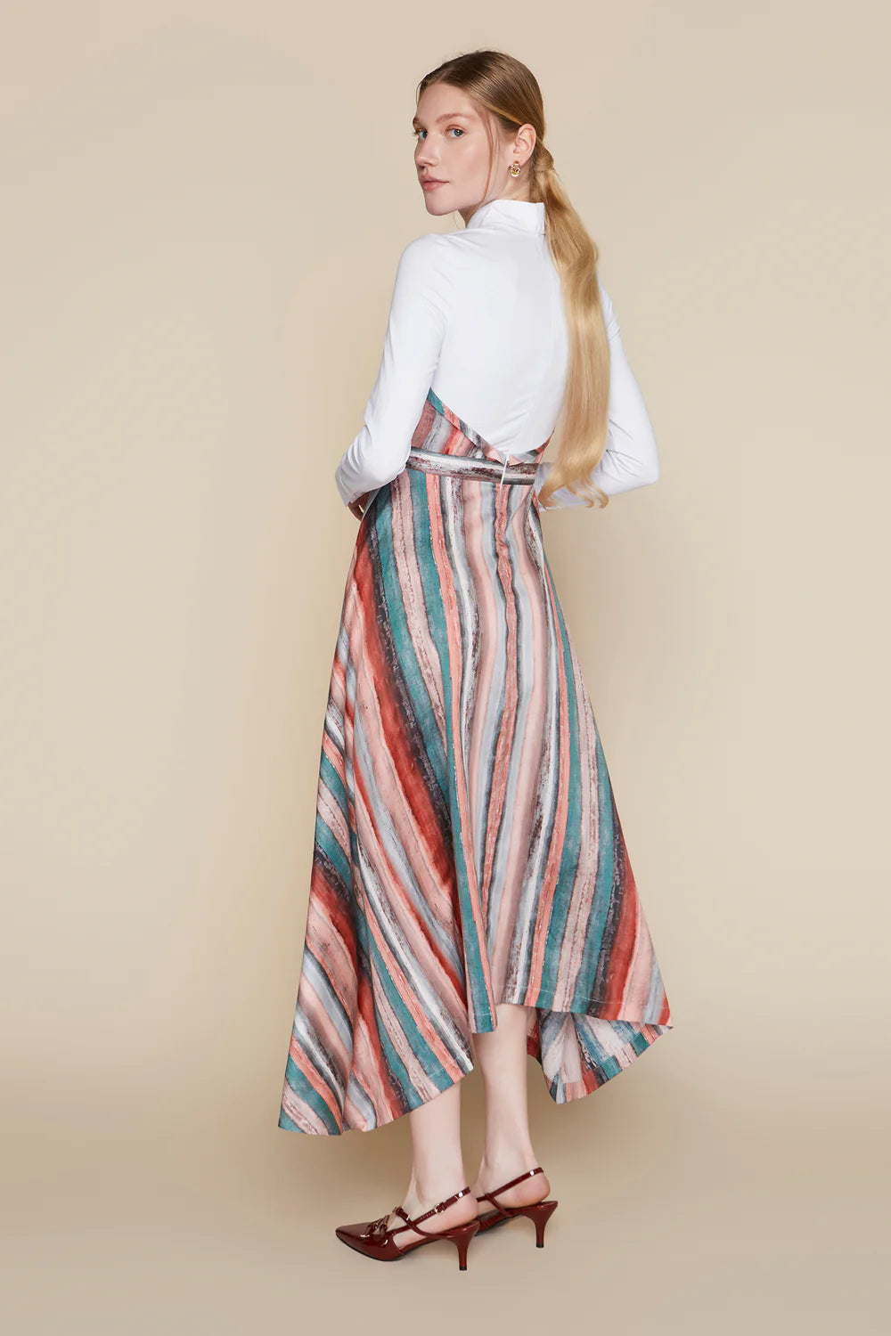 Malaga Dress in Pastel Stripe