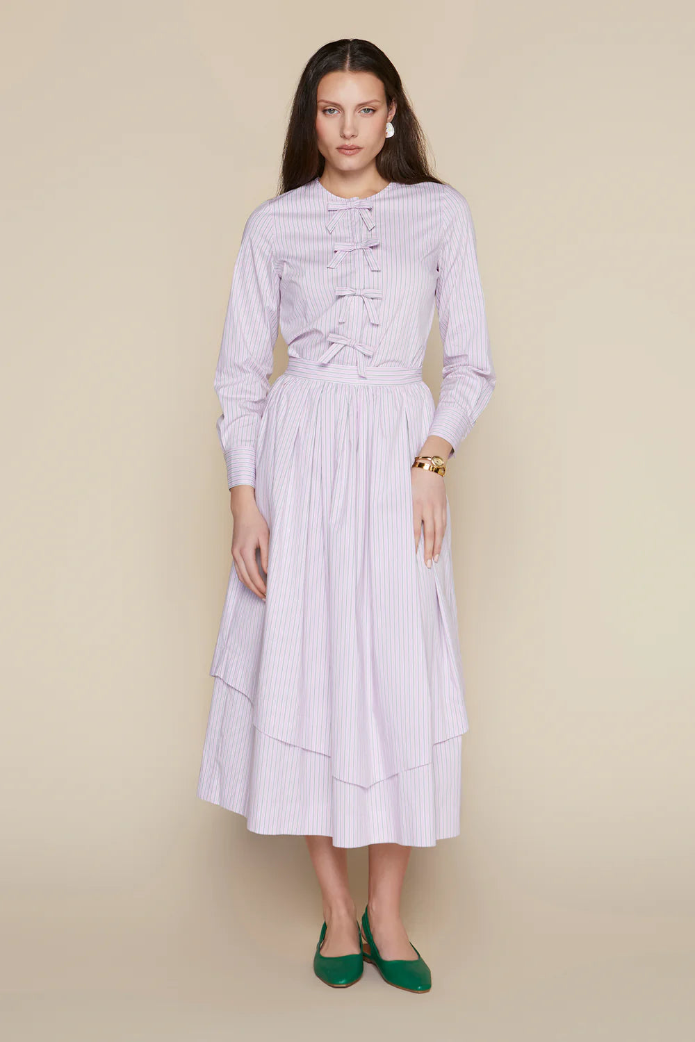 Moorea Blouse in Blush Stripe